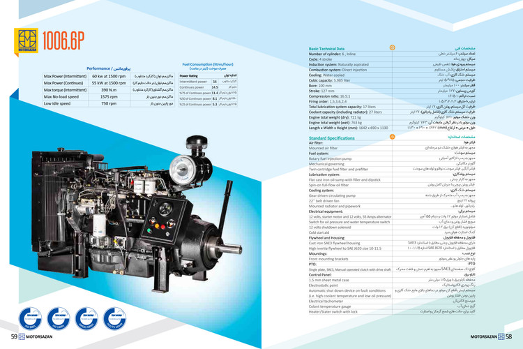 موتور تک پرکینز 6.60 مدل 1006.6P (کلاجدار) برند رخشا دیزل رنگ مشکی