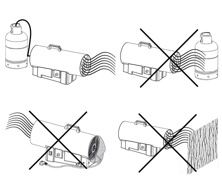 جت هیتر 25کیلووات گاز مایع مدل QG25 برند نیرو تهویه البرز جنس بدنه رنگی